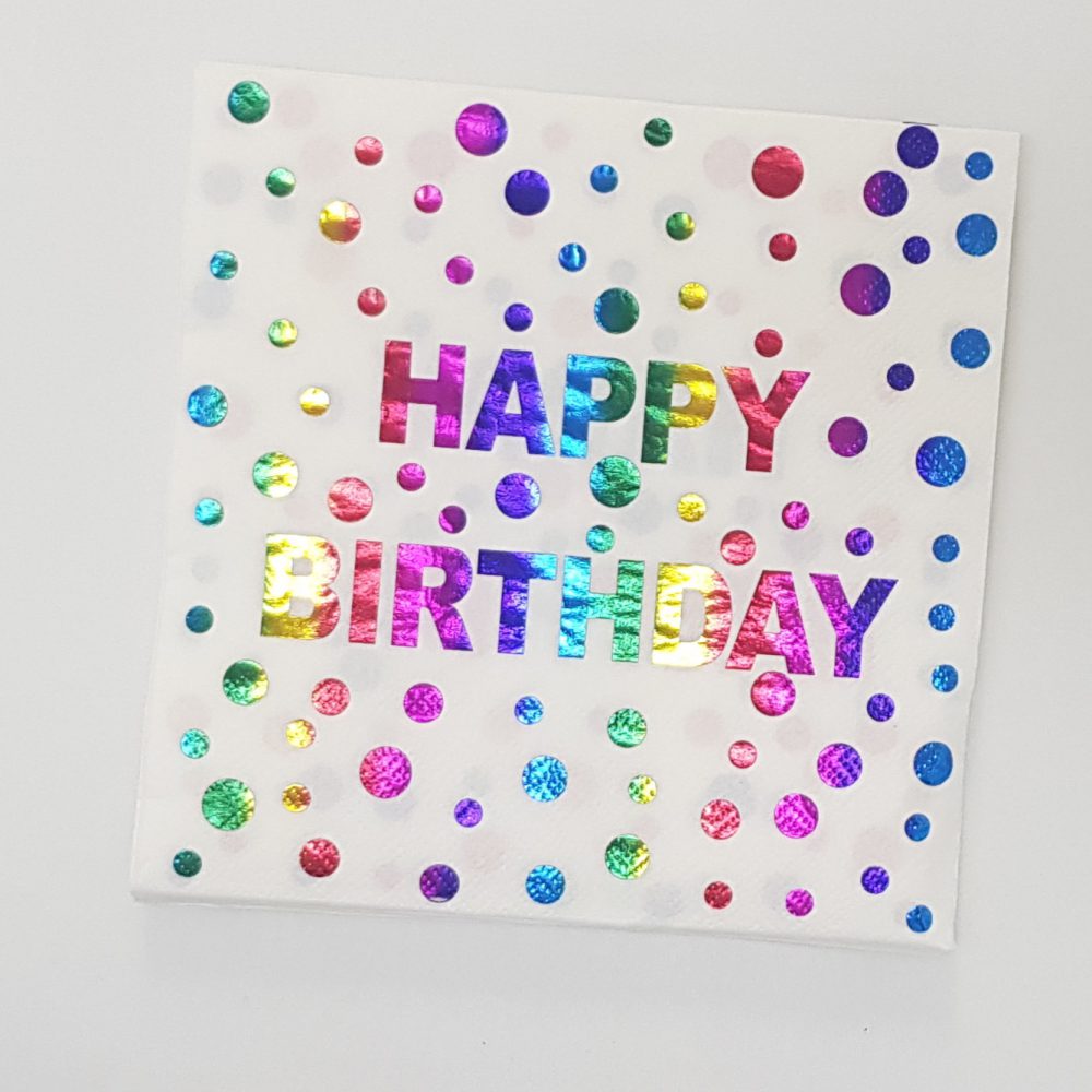 מפיות Happy birthday פויל צבעוני