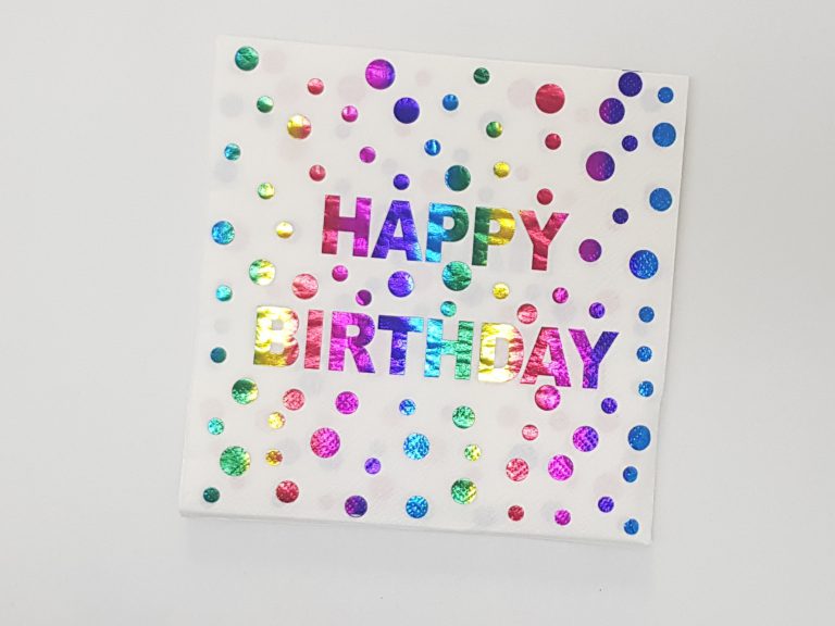 מפיות Happy birthday פויל צבעוני