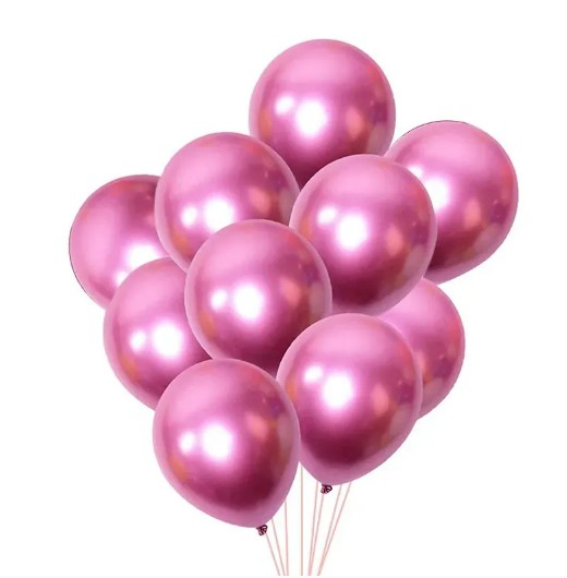 10 בלוני כרום 12′ בצבע ורוד