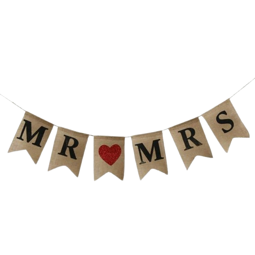 שרשרת דגלים מיוטה MR & MRS לב זהב