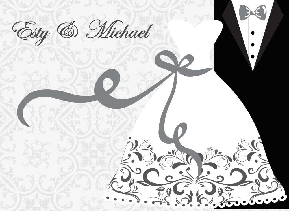 הזמנות לחתונה – חליפה ושמלה 0150