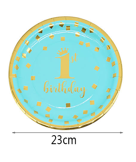8 צלחות גדולות יום הולדת שנה-תכלת