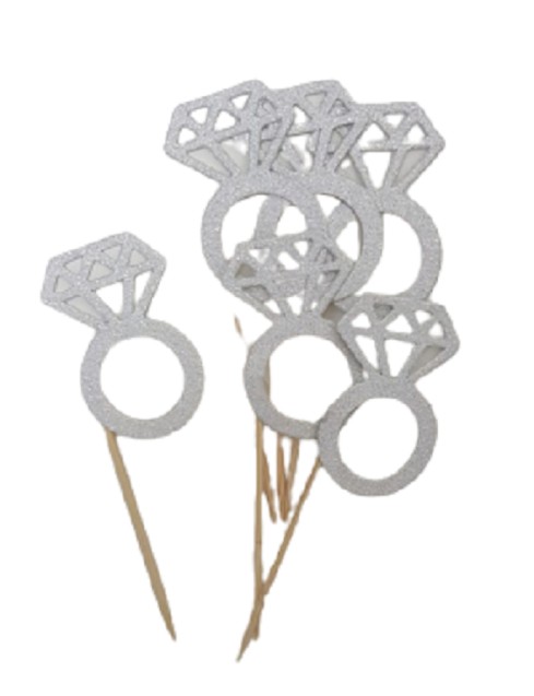 6 קיסמי טבעת נצנצים כסף