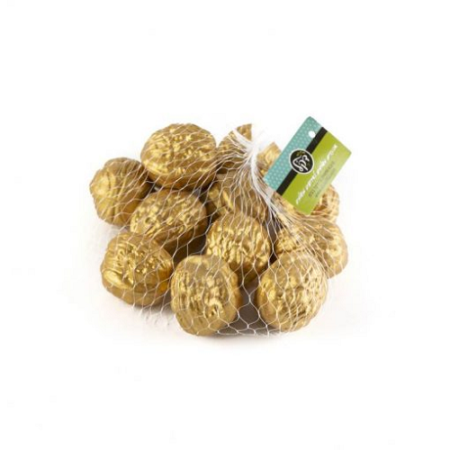 שק 12 אגוזי מלך בצבע זהב
