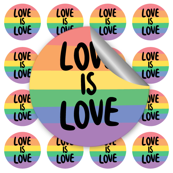 12 מדבקות גאווה גדולות-Love is Love