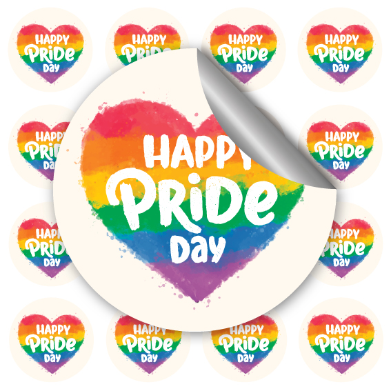 12 מדבקות עגולות גדולות גאווה-לב