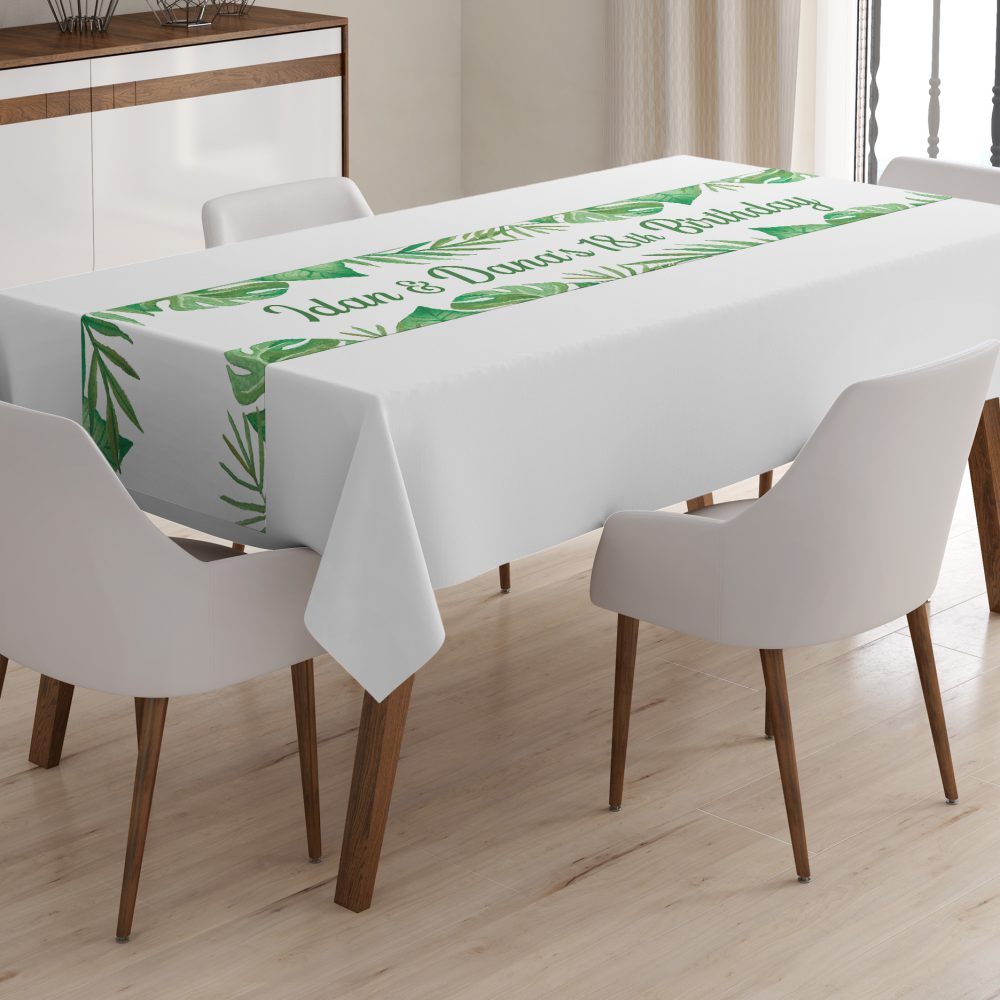 ראנר מודפס עלים טרופיים