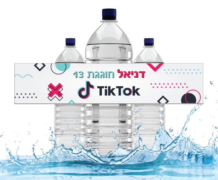 6 מדבקות לבקבוקים TikTok לבן