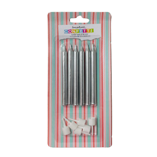 6 נרות יום הולדת מטאליים | כסף