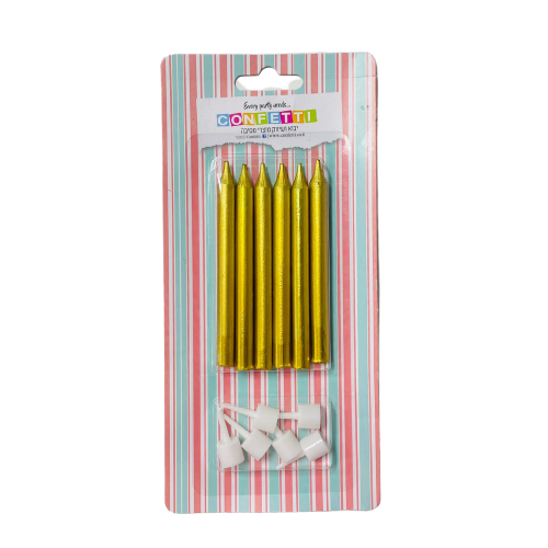 6 נרות יום הולדת מטאליים | זהב