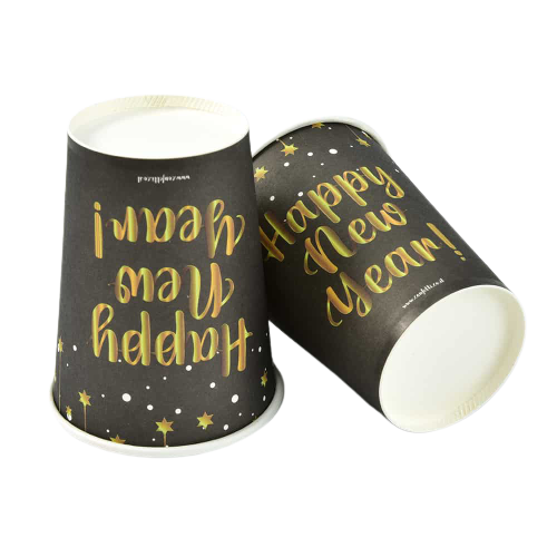 8 כוסות Happy New Year שחור זהב