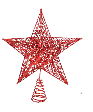 קישוט כוכב לראש עץ כריסמס אדום