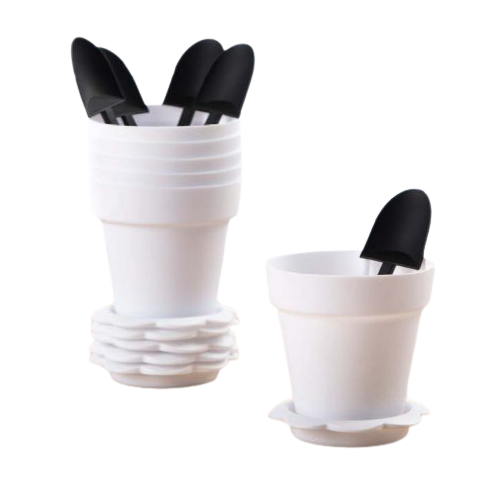 סט 5 עציצים+תחתית+את חפירה | לבן