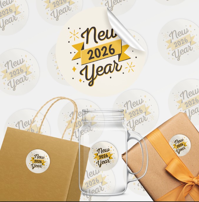 24 מדבקות עגולות סילבסטר 2026 האפי