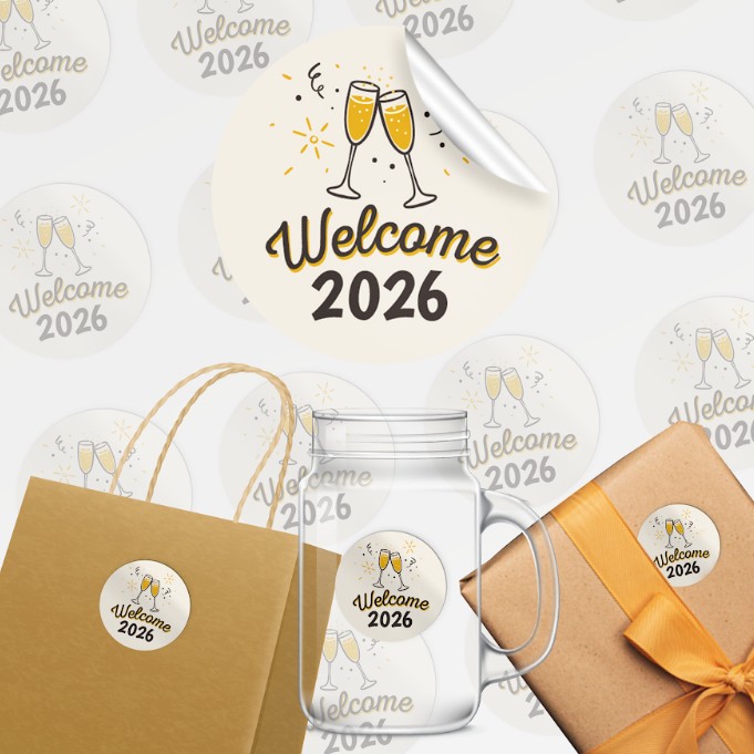 24 מדבקות עגולות סילבסטר 2026 וולקאם