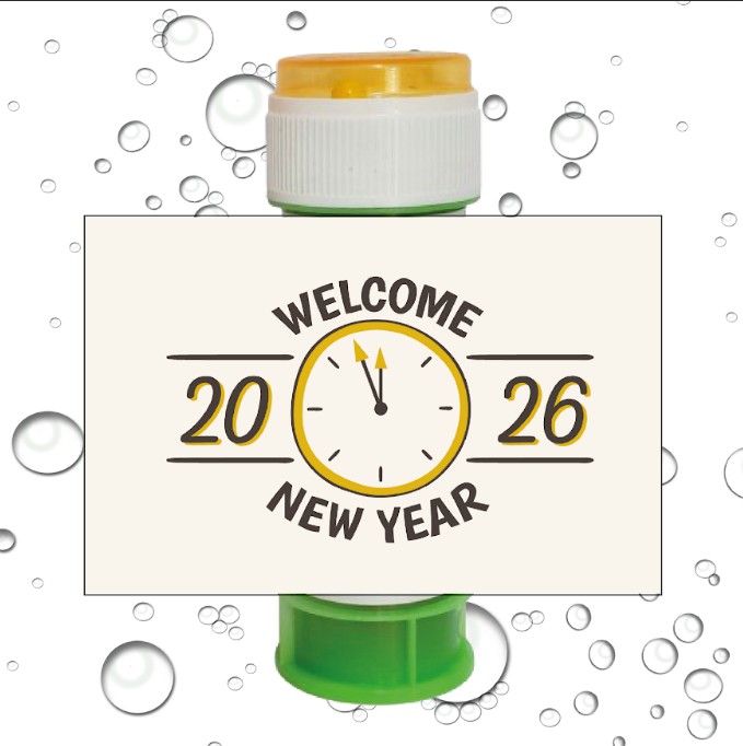 8 מדבקות לבועות סבון סילבסטר 2026 שעון