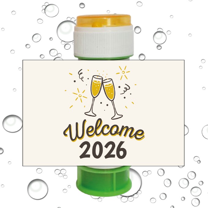 8 מדבקות לבועות סבון סילבסטר 2026 וולקאם