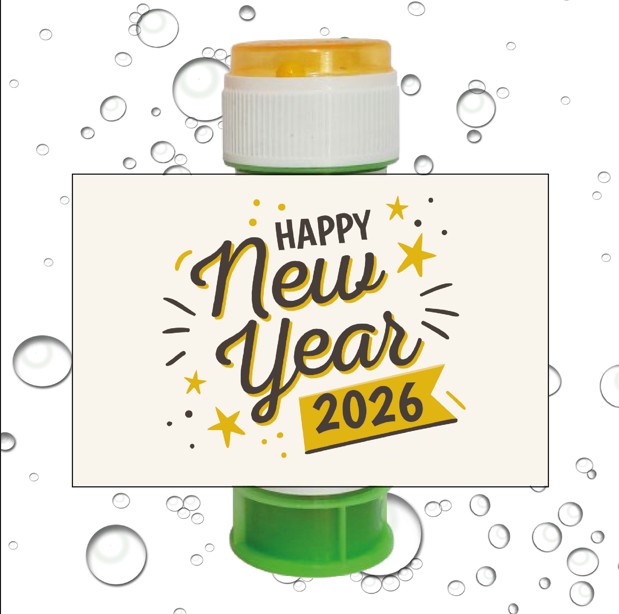 8 מדבקות לבועות סבון סילבסטר 2026 זיקוקים