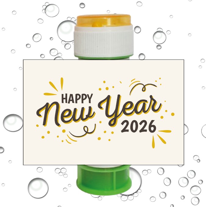 8 מדבקות לבועות סבון סילבסטר 2026 האפי