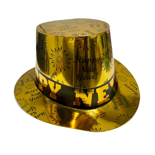 כובע צילינדר HNY זהב זיקוקים