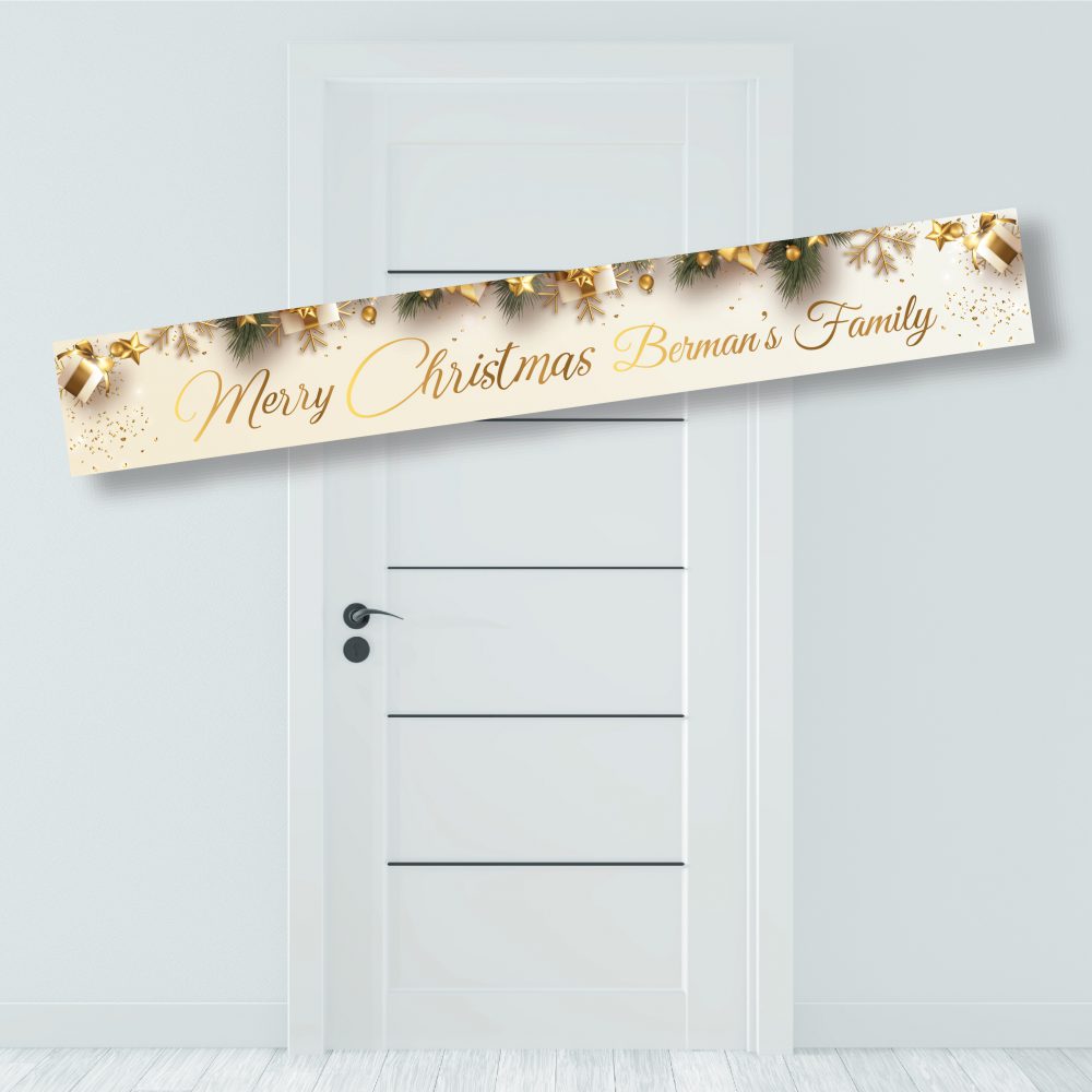 באנר לתלייה כריסמס בזהב