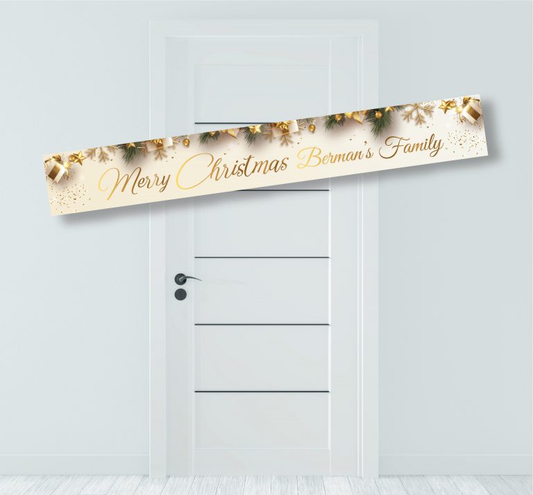 באנר לתלייה כריסמס בזהב