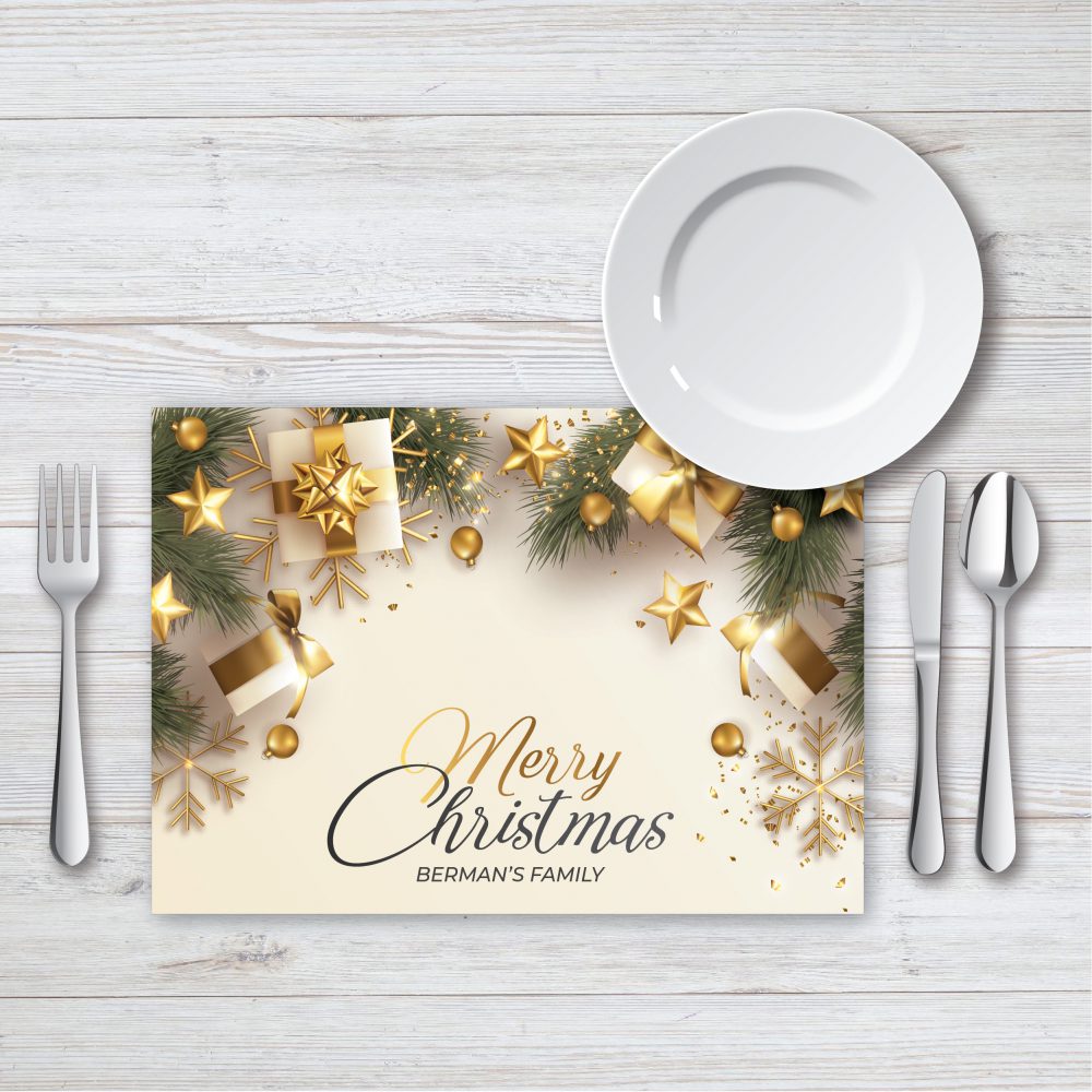 פלייסמנט כריסמס בזהב