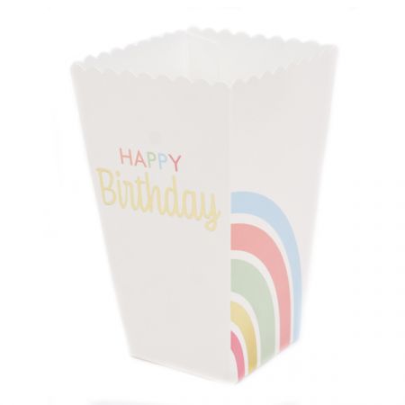 4 קופסאות פופקורן וחטיפים יום הולדת קשת בענן