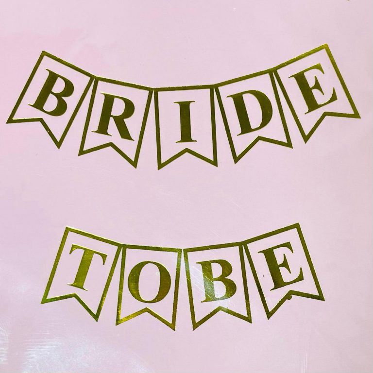 שרשרת דגלים Bride To Be ורוד עם הטבעות זהב