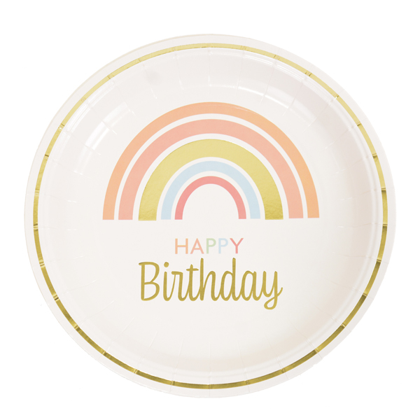 8 צלחות גדולות יום הולדת קשת בענן