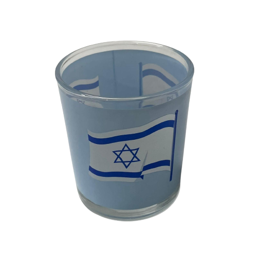 כוס זכוכית לנר דגל ישראל