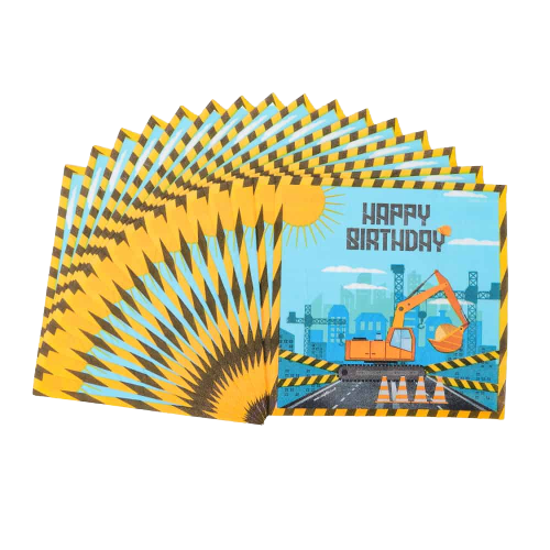 16 מפיות סט טרקטור רקע כחול