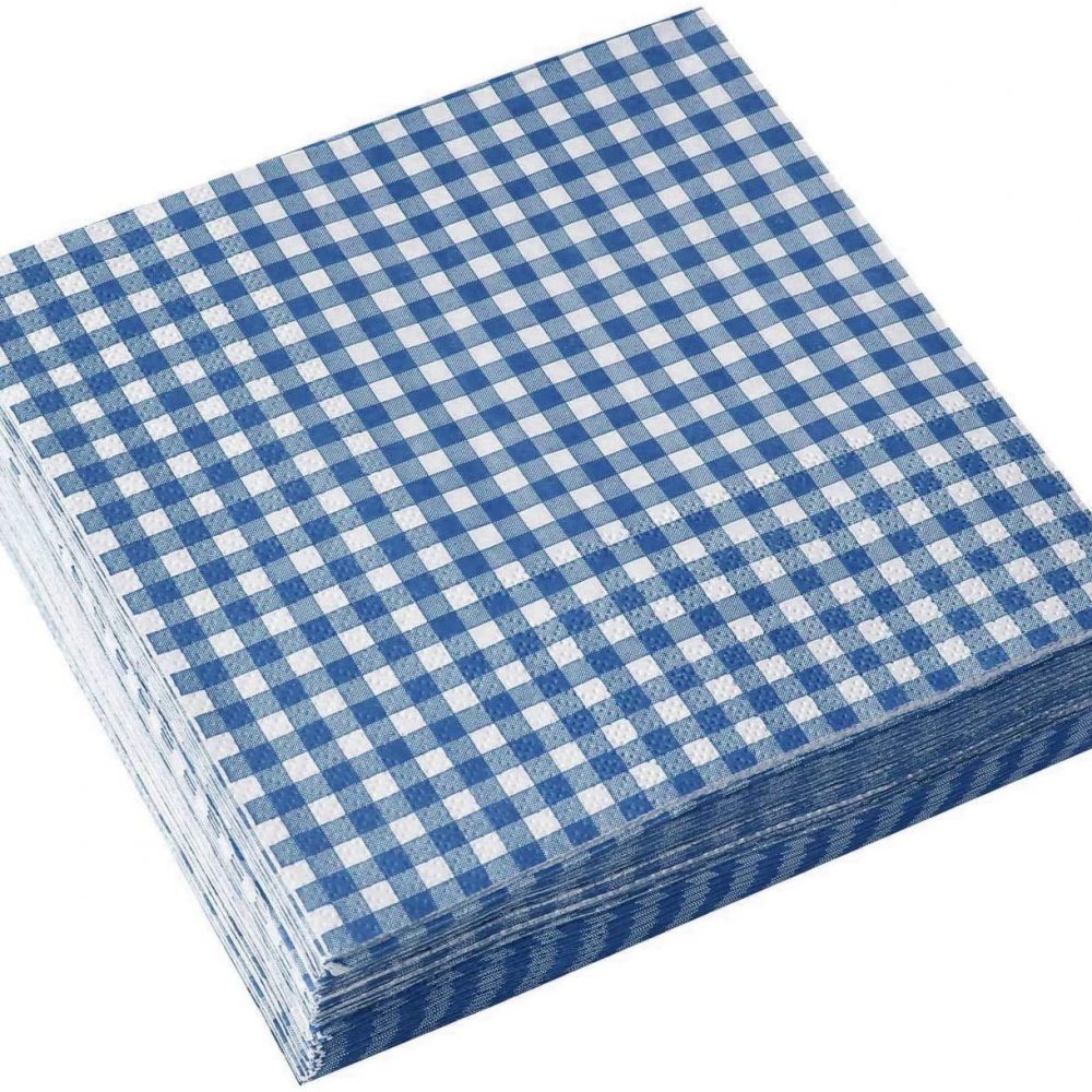 20 מפיות משבצות כחול לבן