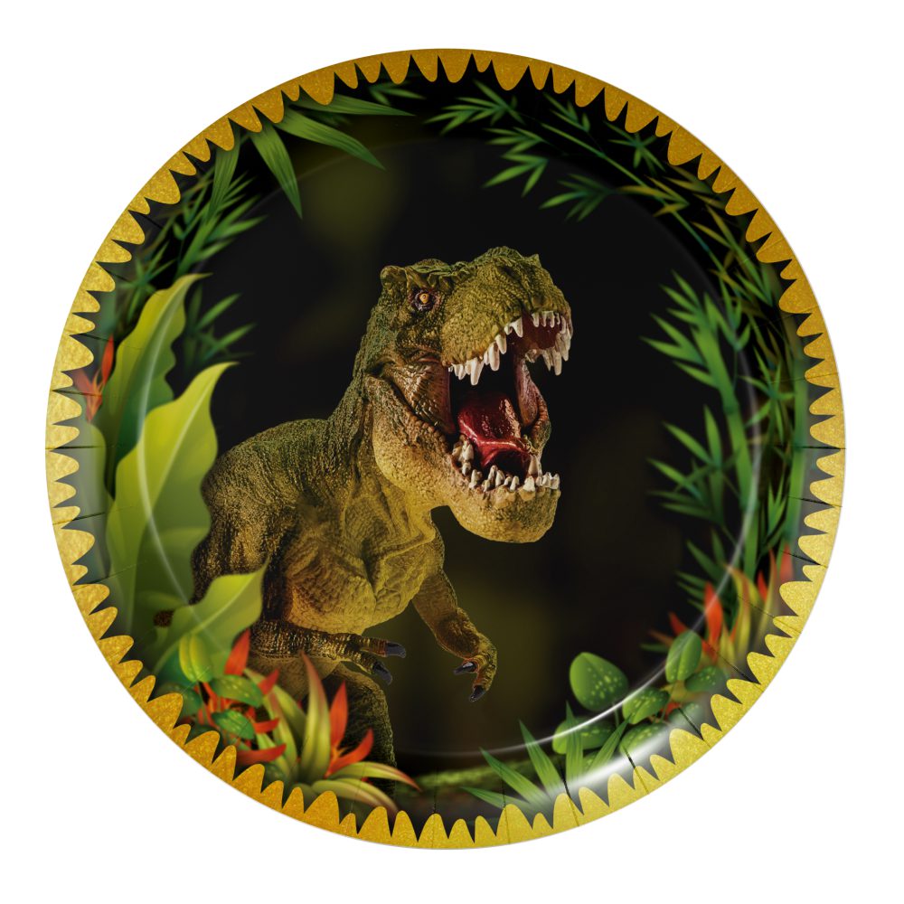 10 צלחות דינוזאור זהב גדולות