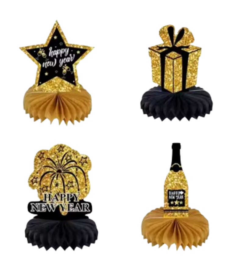 סט 4 מרכזי שולחן Happy New Year
