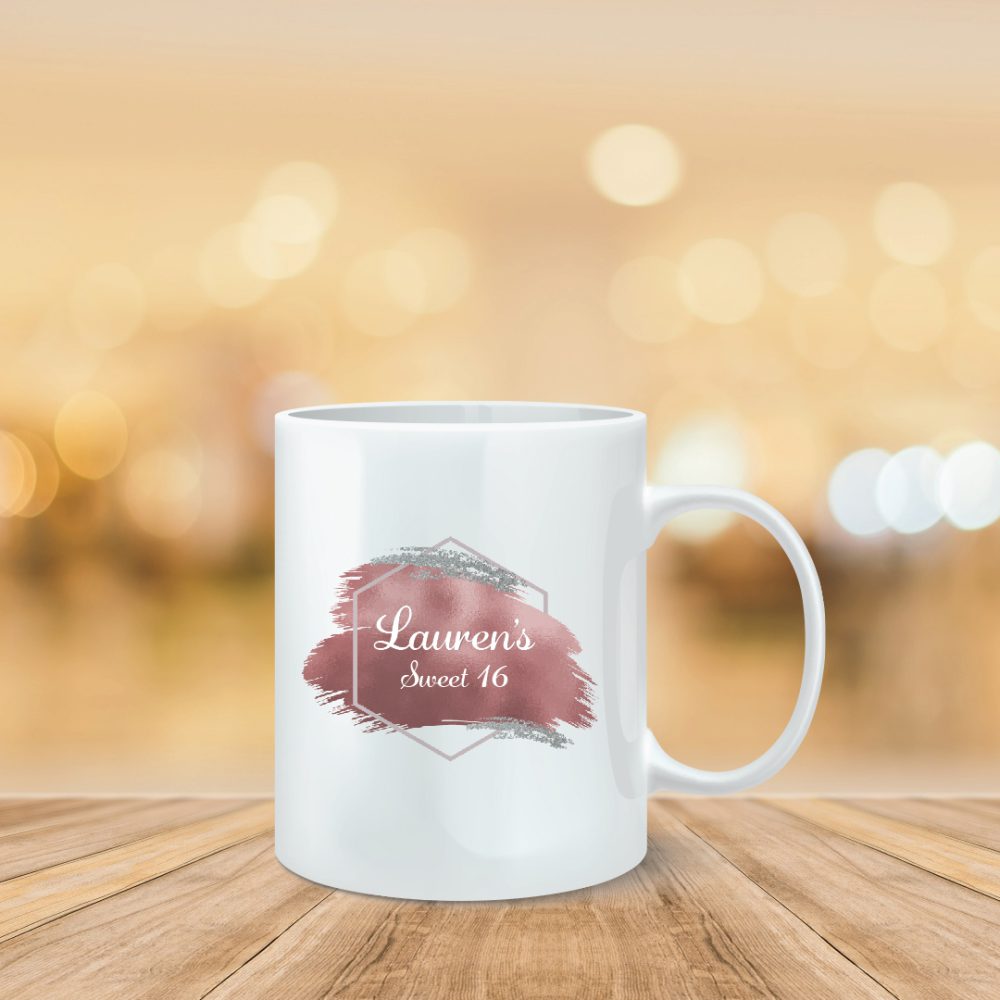 ספל מודפס רקע רוז גולד