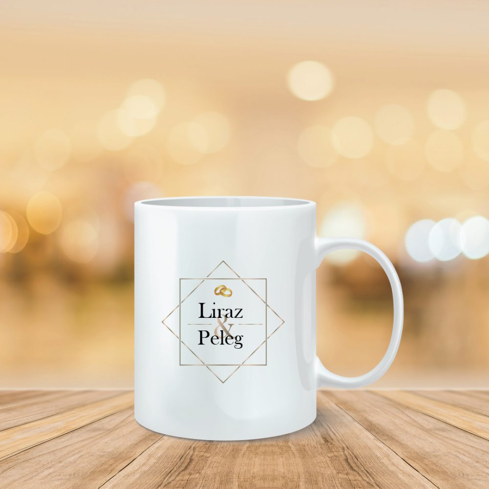 ספל מודפס טבעות זהב