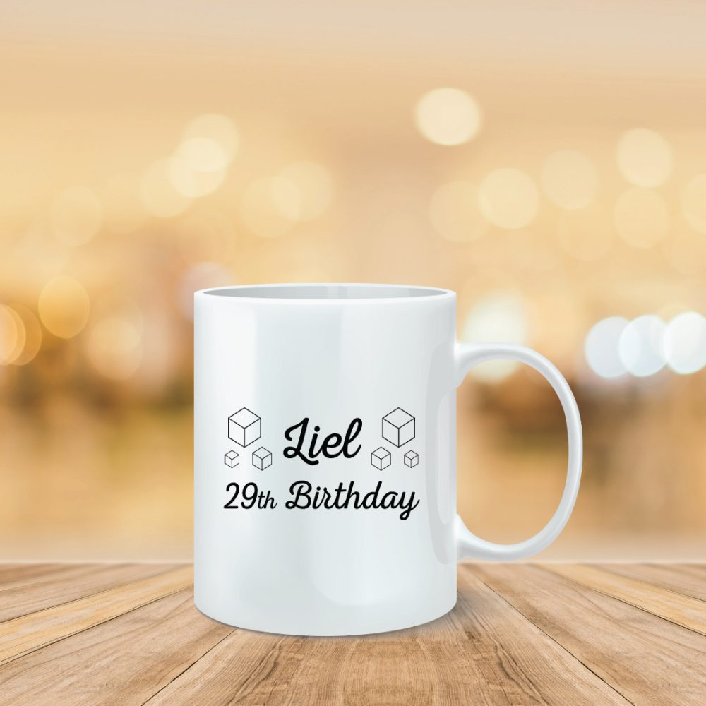 ספל מודפס גאומטרי שחור לבן