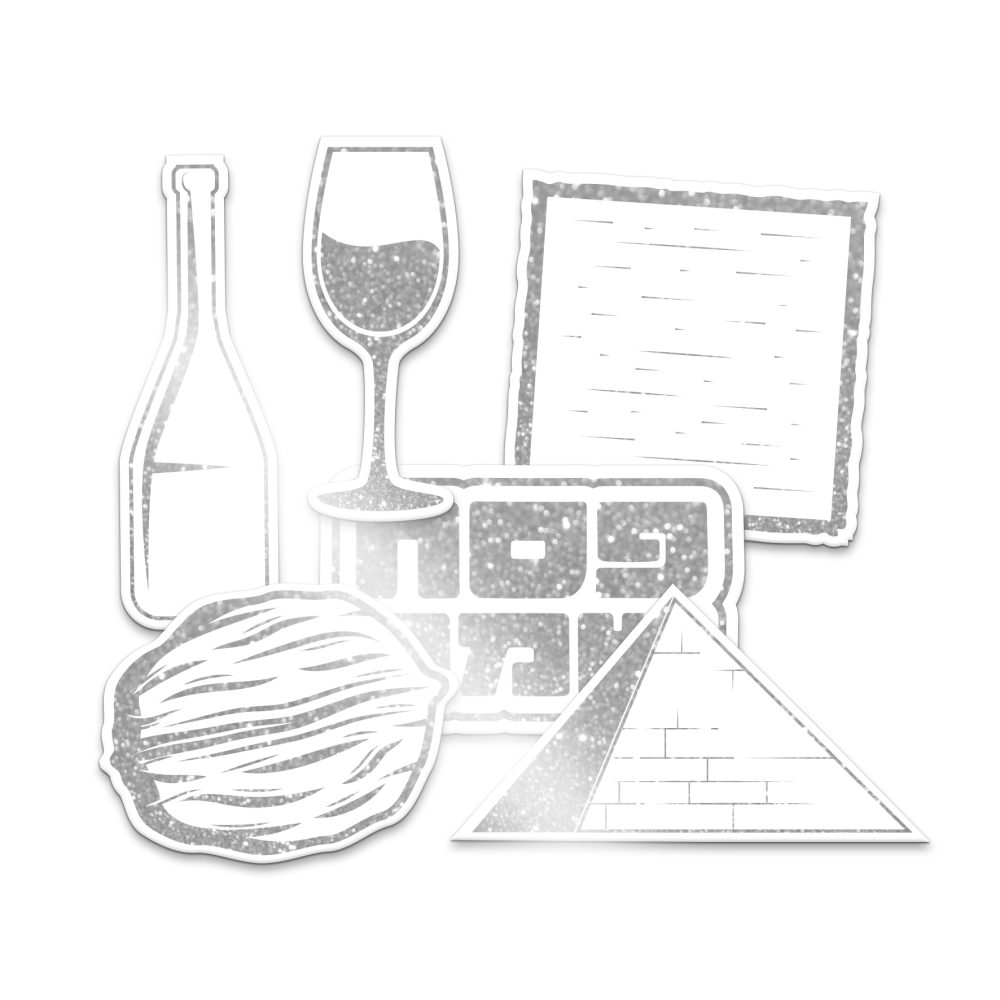 סט 12 קישוטי שולחן לפסח כסף