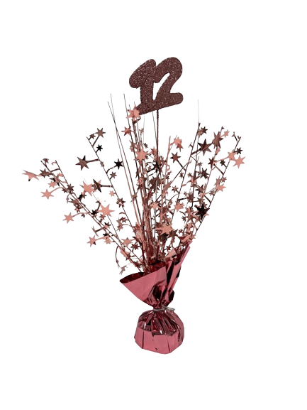 מרכז שולחן לבת מצווה 12 רוז גולד 36 ס”מ