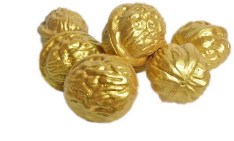 12 אגוזים לקישוט בצבע זהב