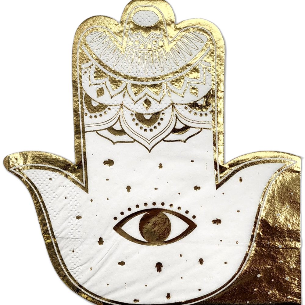 12 מפיות חמסה זהב מעוטרות