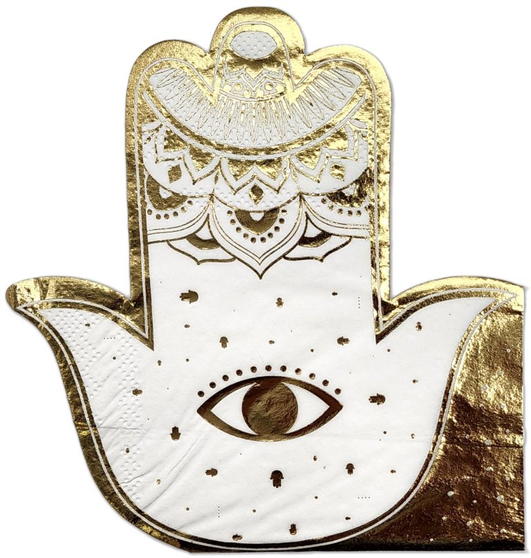 12 מפיות חמסה זהב מעוטרות