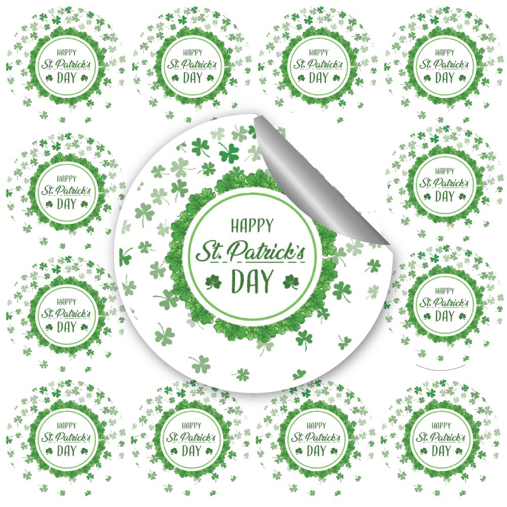 24 מדבקות עגולות-סנט פטריק ירוק