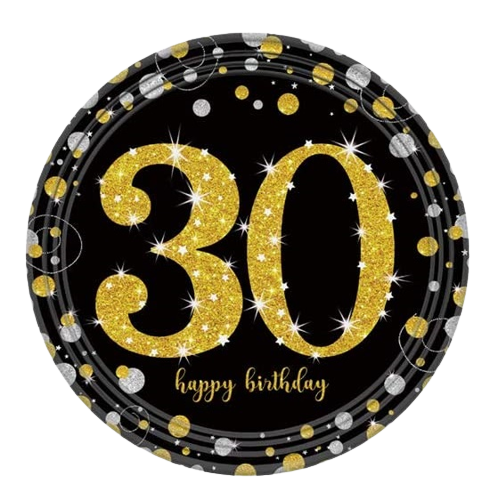 8 צלחות קטנות יום הולדת 30