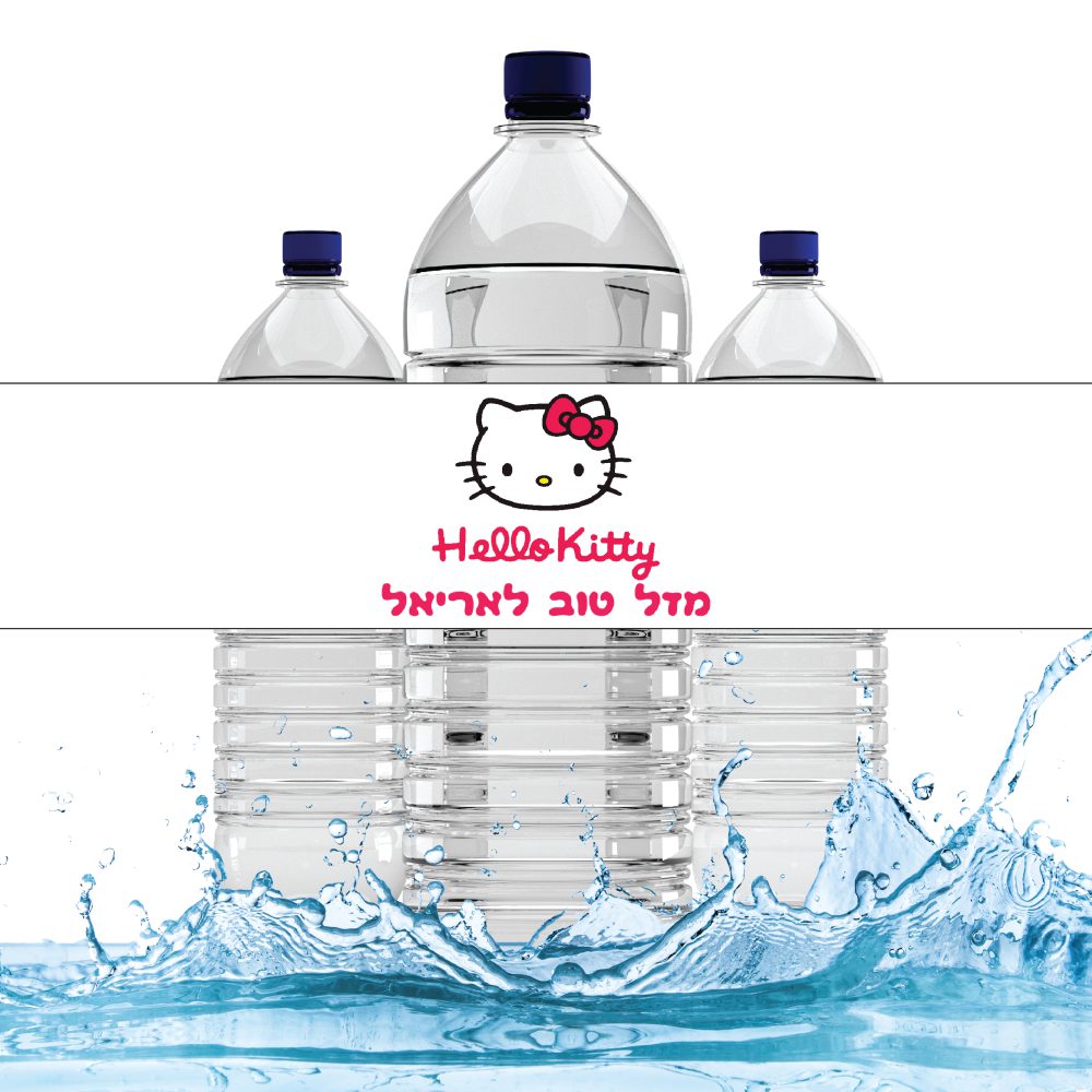 6 מדבקות לבקבוקים הלו קיטי קלאסי