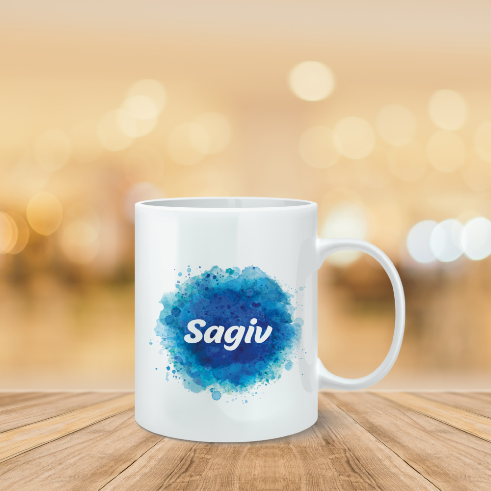 ספל מודפס כתם מים כחול