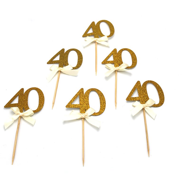 6 קיסמי גיל 40 גליטר זהב