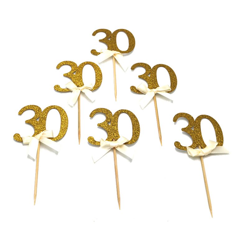 6 קיסמי גיל 30 גליטר זהב