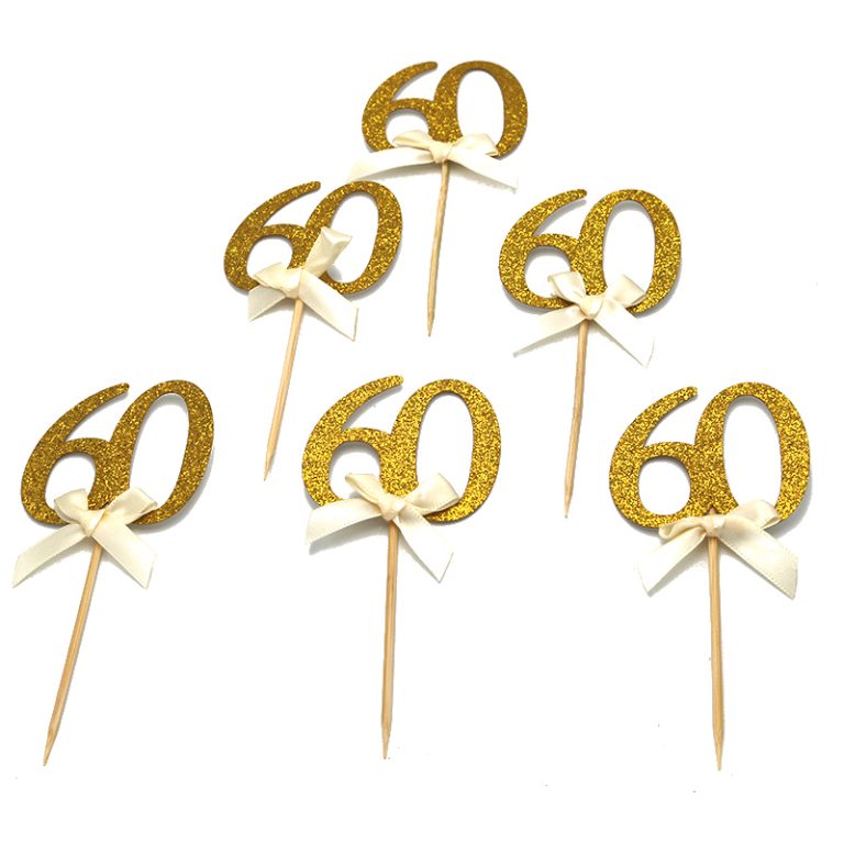 6 קיסמי גיל 60 גליטר זהב